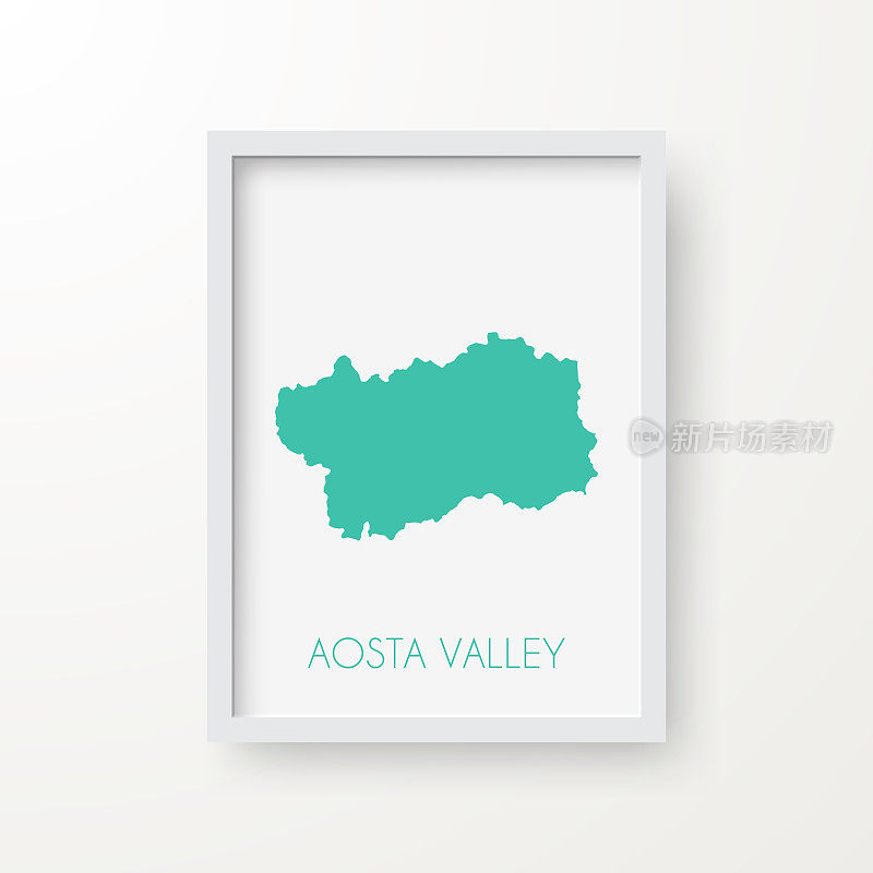 Aosta Valley地图在白色背景上的一个框架